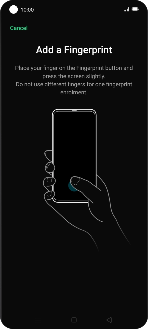 Follow the instructions on the screen to create the phone lock code using your fingerprint. Follow the instructions on the screen to create the phone lock code using your fingerprint.