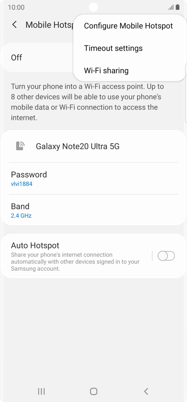 Press Configure Mobile Hotspot. Press Configure Mobile Hotspot.