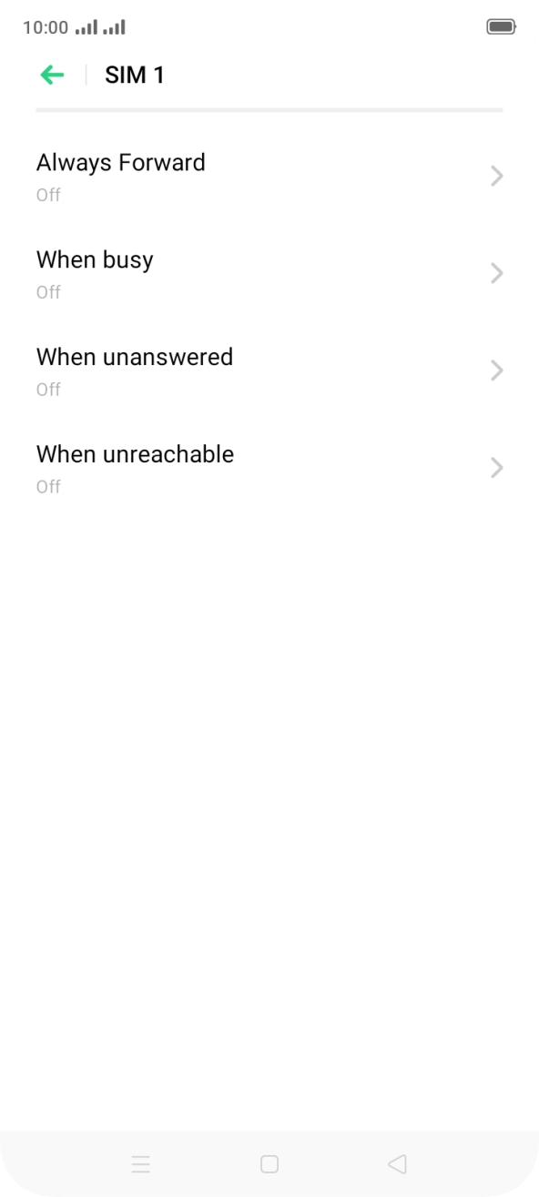 Press the required divert type. Press the required divert type.