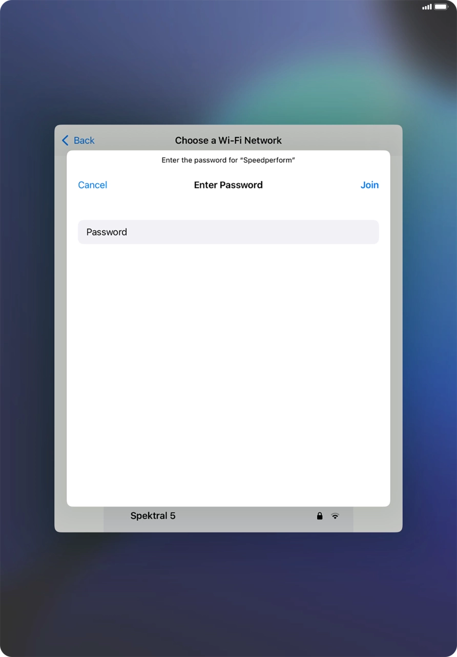 Key in the password for the WiFi network and press Join. Key in the password for the WiFi network and press Join.