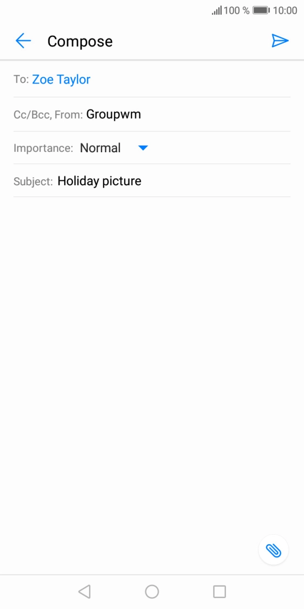 Press the text input field and write the text for your email.
