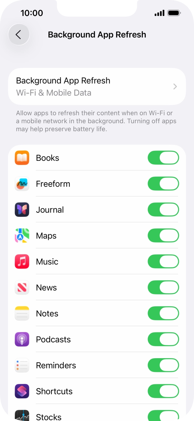 Press Background App Refresh. Press Background App Refresh.