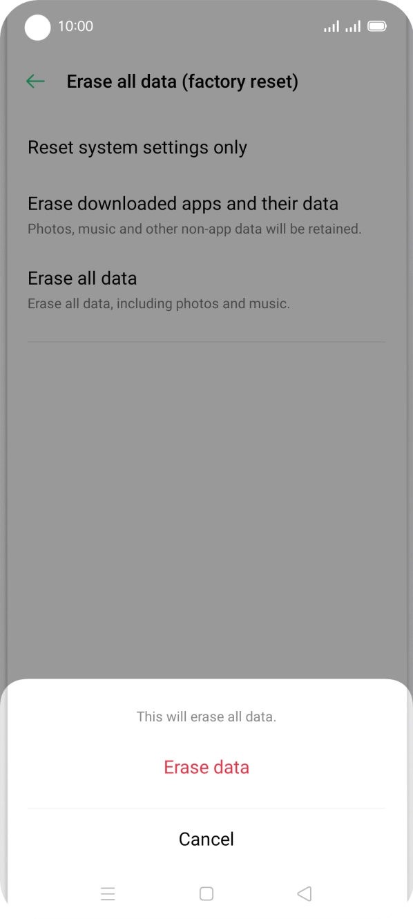 Press Erase data.
