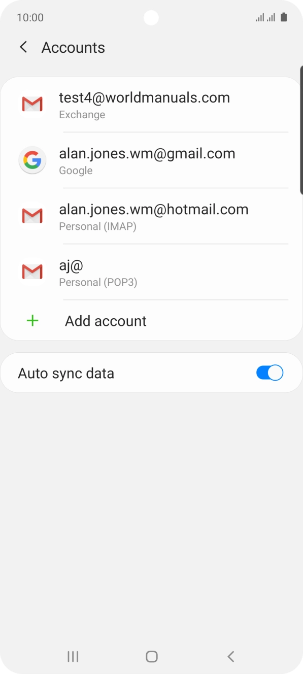 Press the indicator next to 'Auto sync data' to turn the function on or off. Press the indicator next to 'Auto sync data' to turn the function on or off.