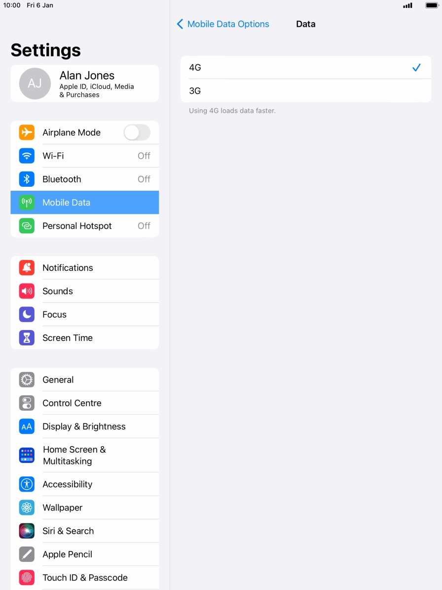 Press the required network mode.