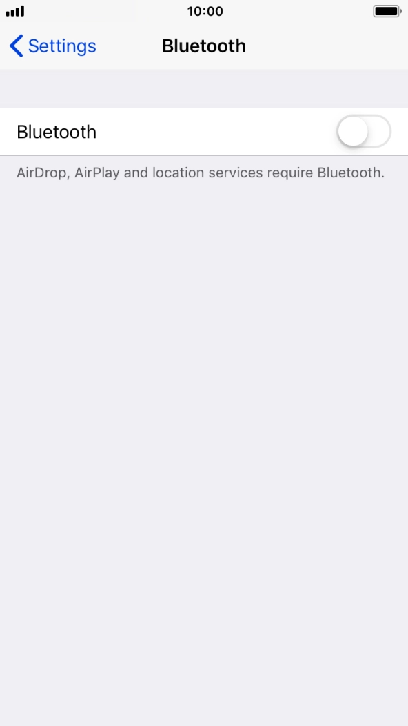 Press the indicator next to 'Bluetooth' to turn on the function.