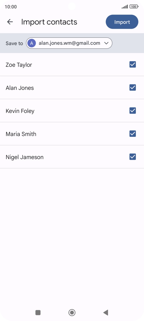 Press the fields next to the required contacts to select them. Press the fields next to the required contacts to select them.