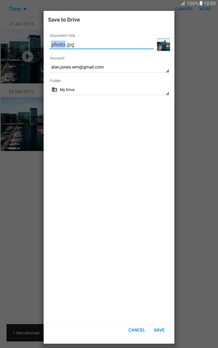 Press the field below 'Folder'.