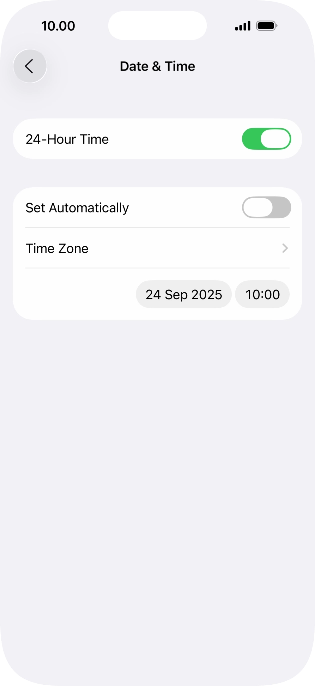 Press the indicator next to 'Set Automatically' to turn on the function.