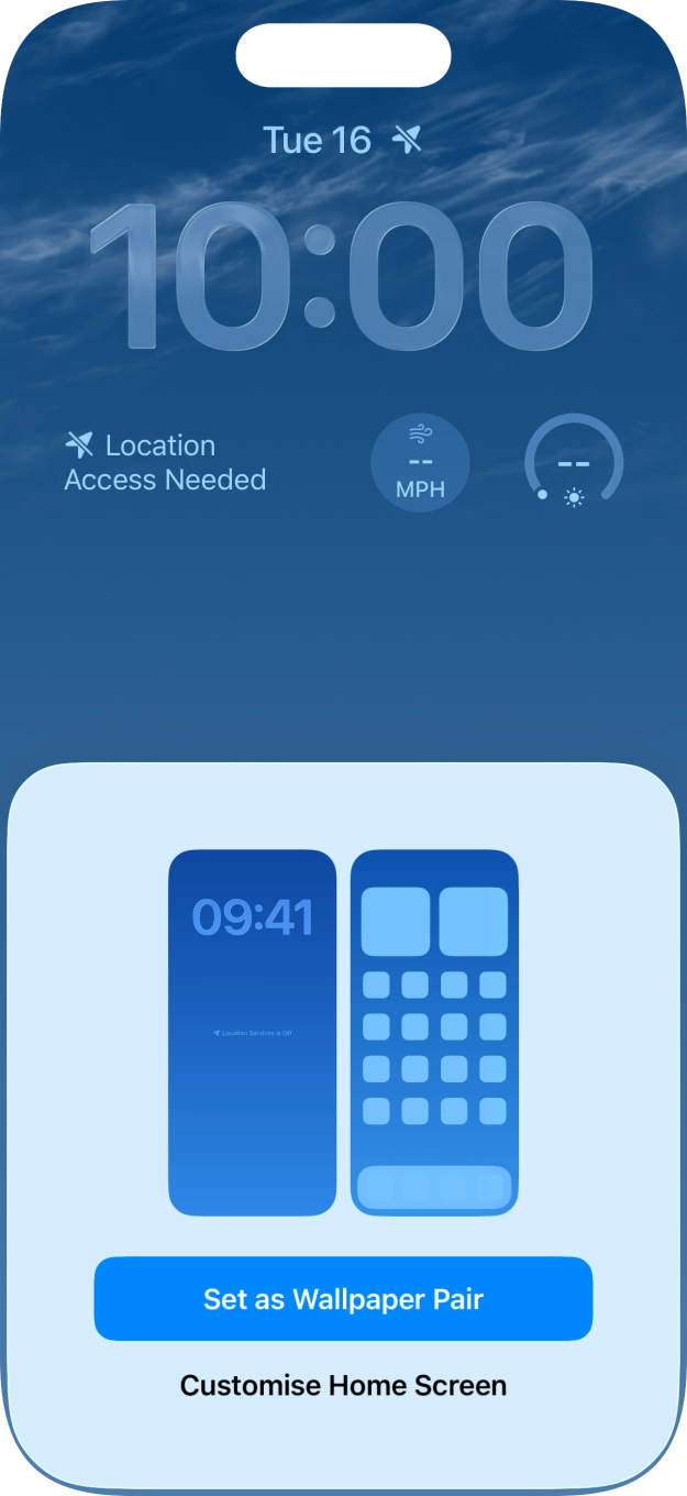 To use the same colour theme on the home screen, press Set as Wallpaper Pair. To use the same colour theme on the home screen, press Set as Wallpaper Pair.