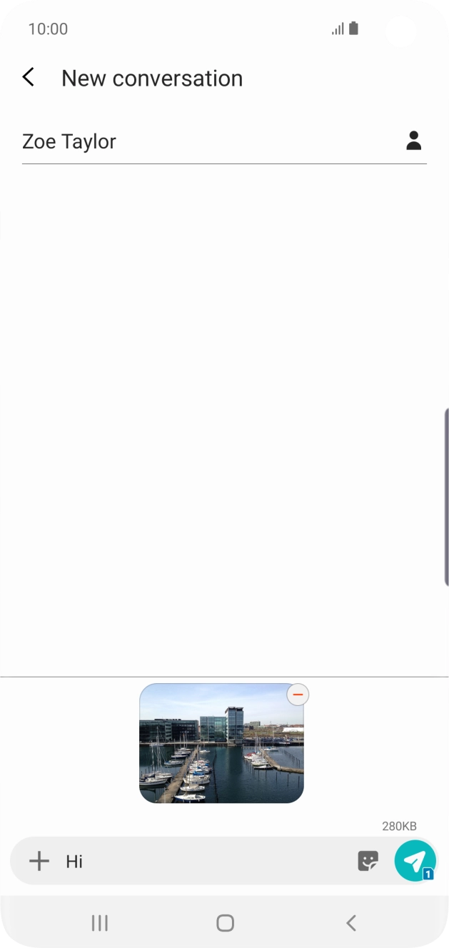 Press the send icon when you've finished your picture message. Press the send icon when you've finished your picture message.