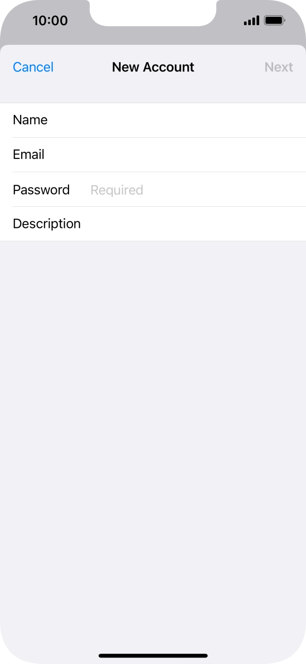 Press Password and key in the password for your email account. Press Password and key in the password for your email account.