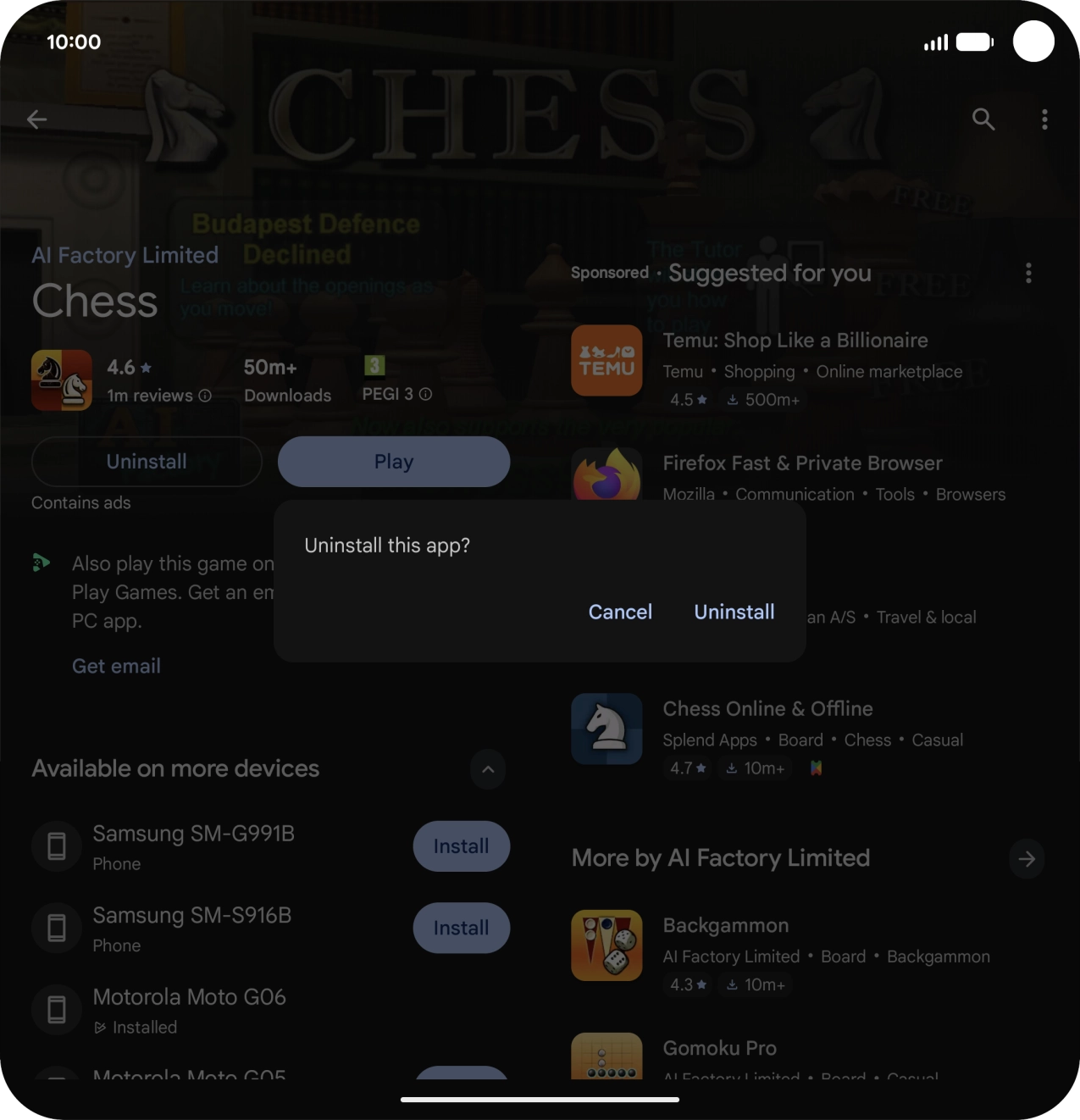 Press Uninstall.