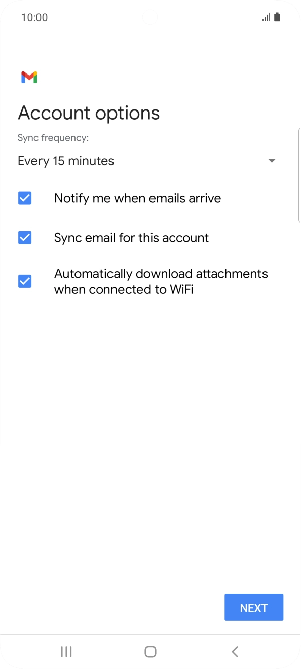 If this screen is displayed, you email account has been recognised and set up automatically. Follow the instructions on the screen to key in more information and finish setting up your phone. If this screen is displayed, you email account has been recognised and set up automatically. Follow the instructions on the screen to key in more information and finish setting up your phone.
