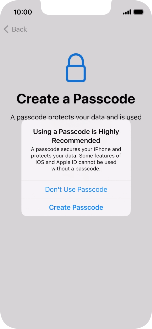 If you turn off the function, press Don't Use Passcode.