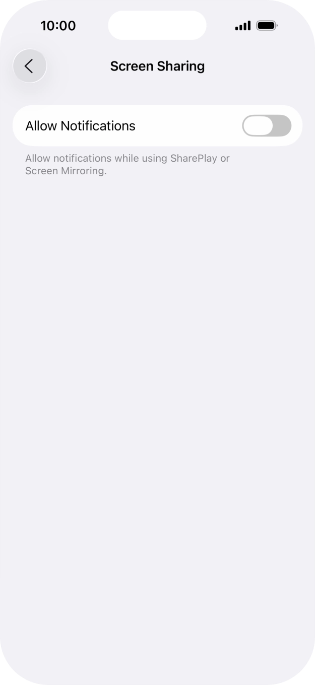 Press the indicator next to 'Allow Notifications' to turn the function on or off. Press the indicator next to 'Allow Notifications' to turn the function on or off.