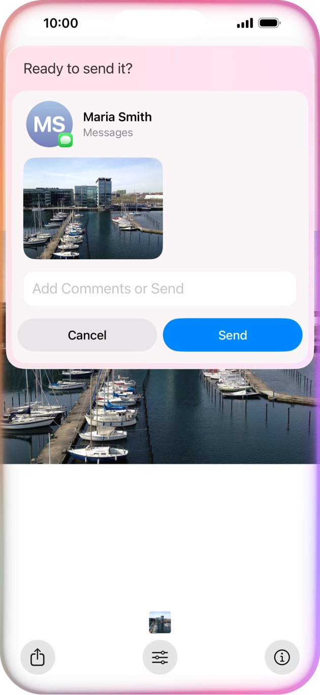 Ask Siri to share the screen content with your contacts. Ask Siri to share the screen content with your contacts.