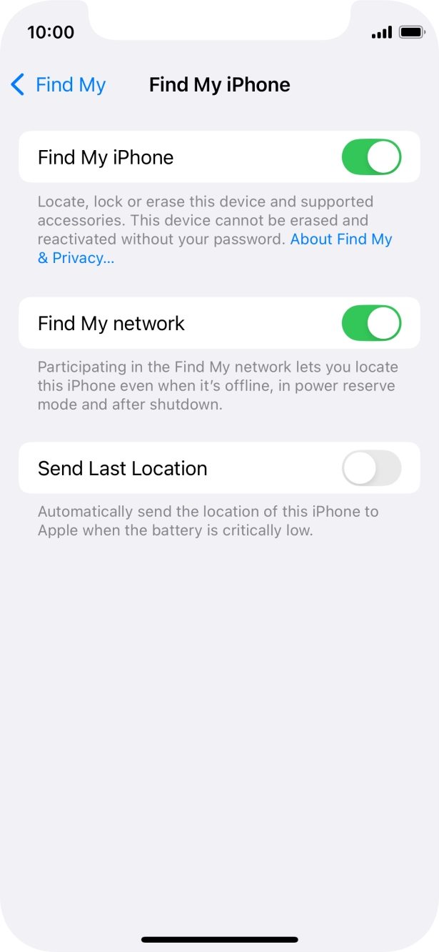 Press the indicator next to 'Find My network' to turn the function on or off. If you turn on the function, you need to follow the instructions on the screen to finish the activation. Press the indicator next to 'Find My network' to turn the function on or off. If you turn on the function, you need to follow the instructions on the screen to finish the activation.