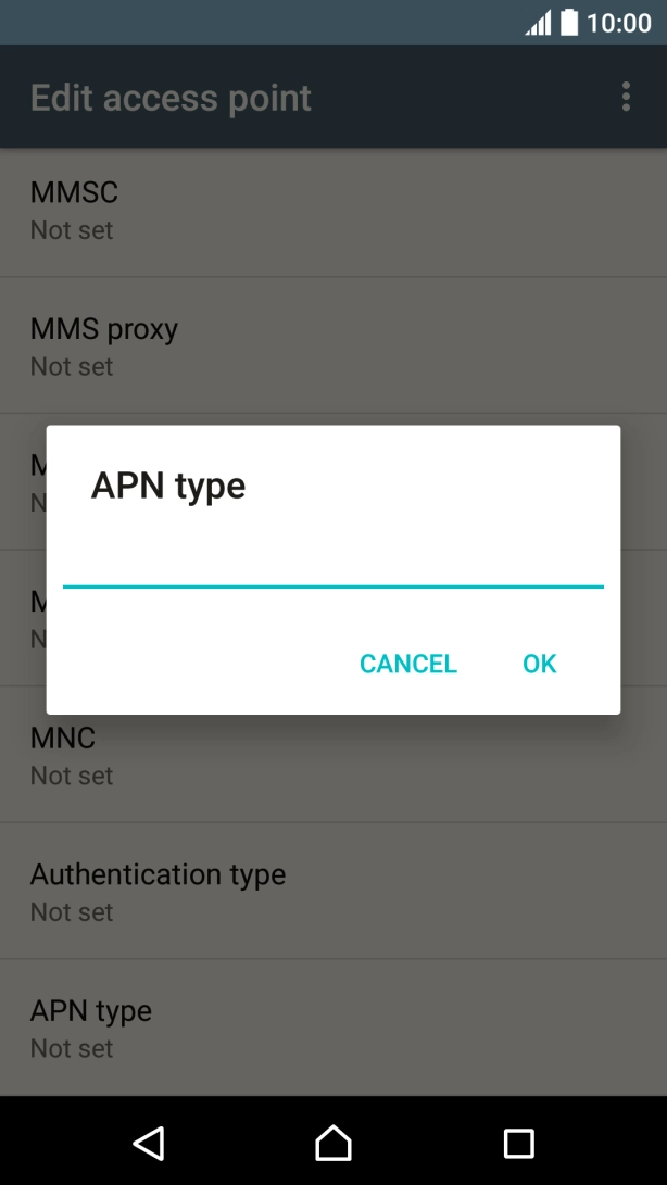 Key in default and press OK.
