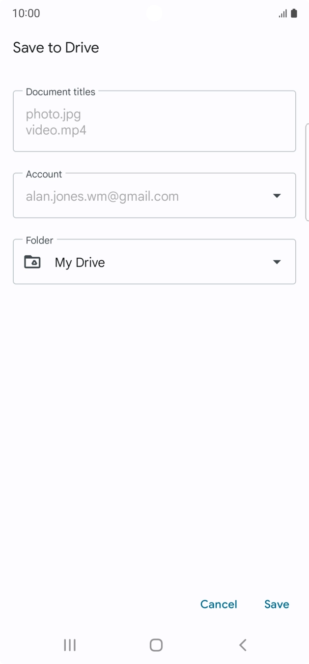Press the field below 'Folder' and go to the required folder.