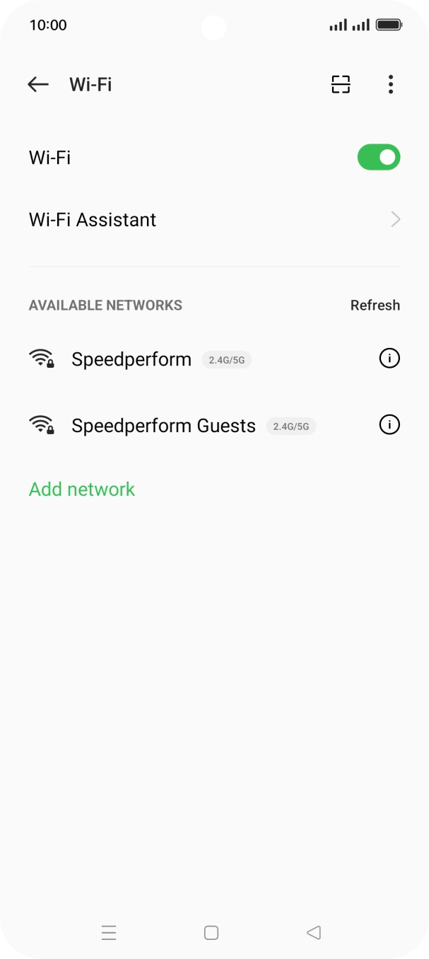 Press the required WiFi network.