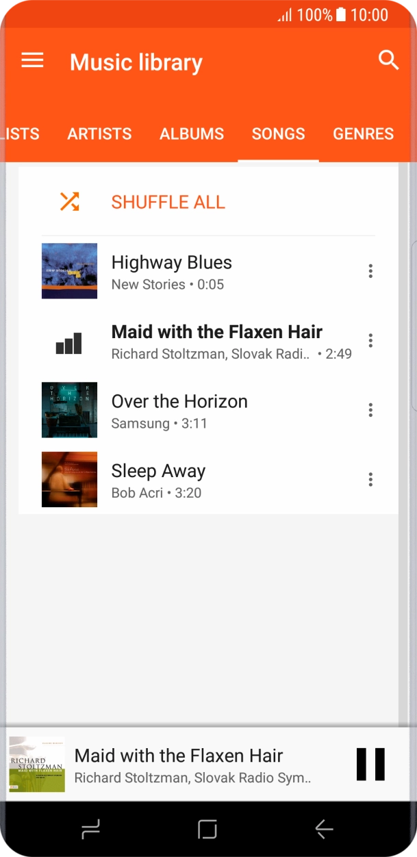 Press the song title at the bottom of the screen. Press the song title at the bottom of the screen.