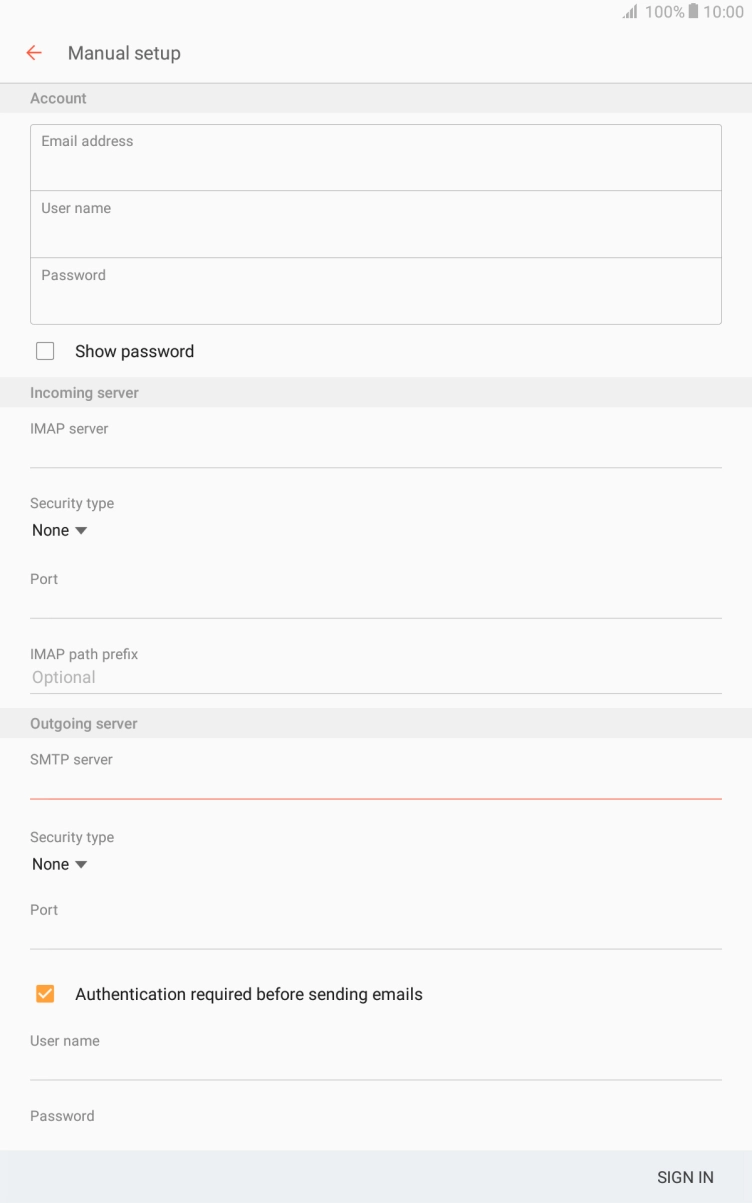 Press the drop down list below 'Security type'. Press the drop down list below 'Security type'.