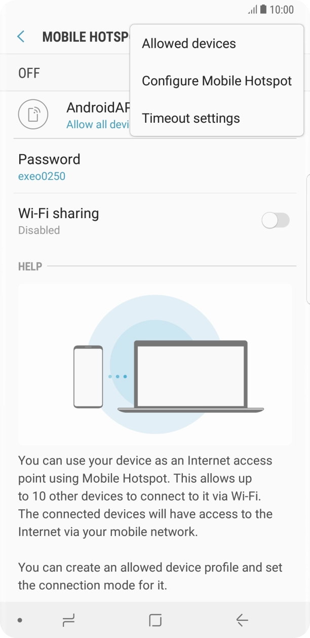Press Configure Mobile Hotspot. Press Configure Mobile Hotspot.