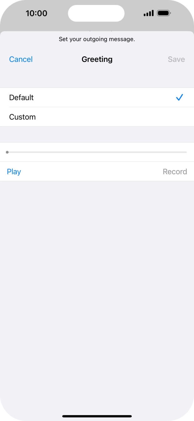 Press Default to select the default greeting.