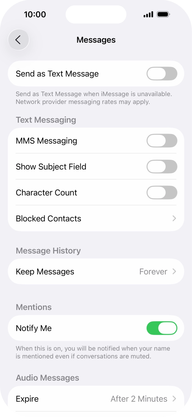 Press the indicator next to 'Send as Text Message' to turn the function on or off.