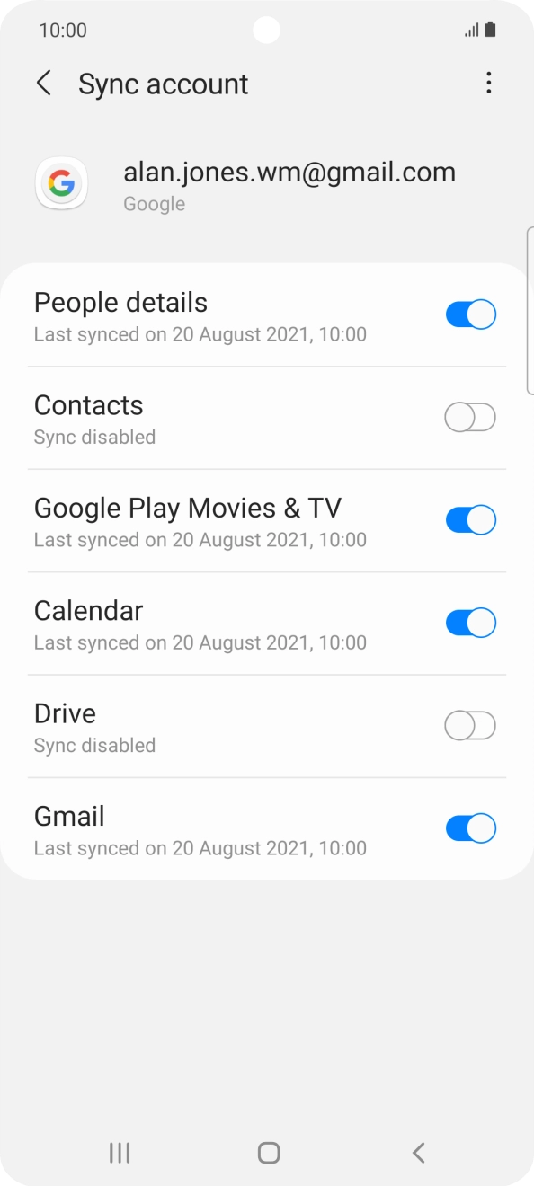 Press the indicator next to 'Contacts' to turn on the function. Press the indicator next to 'Contacts' to turn on the function.