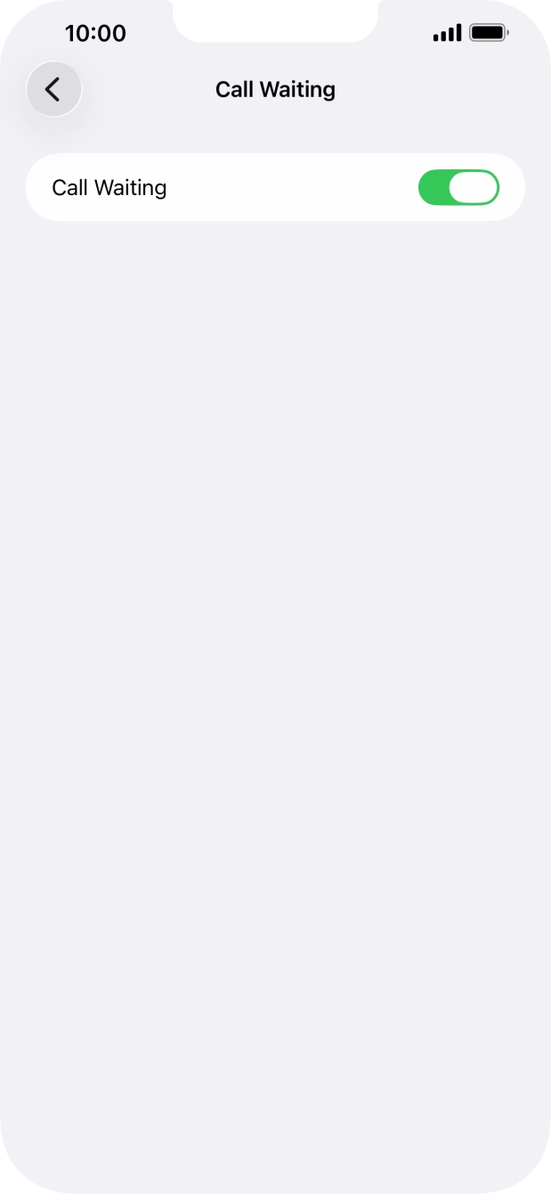 Press the indicator next to 'Call Waiting' to turn the function on or off.