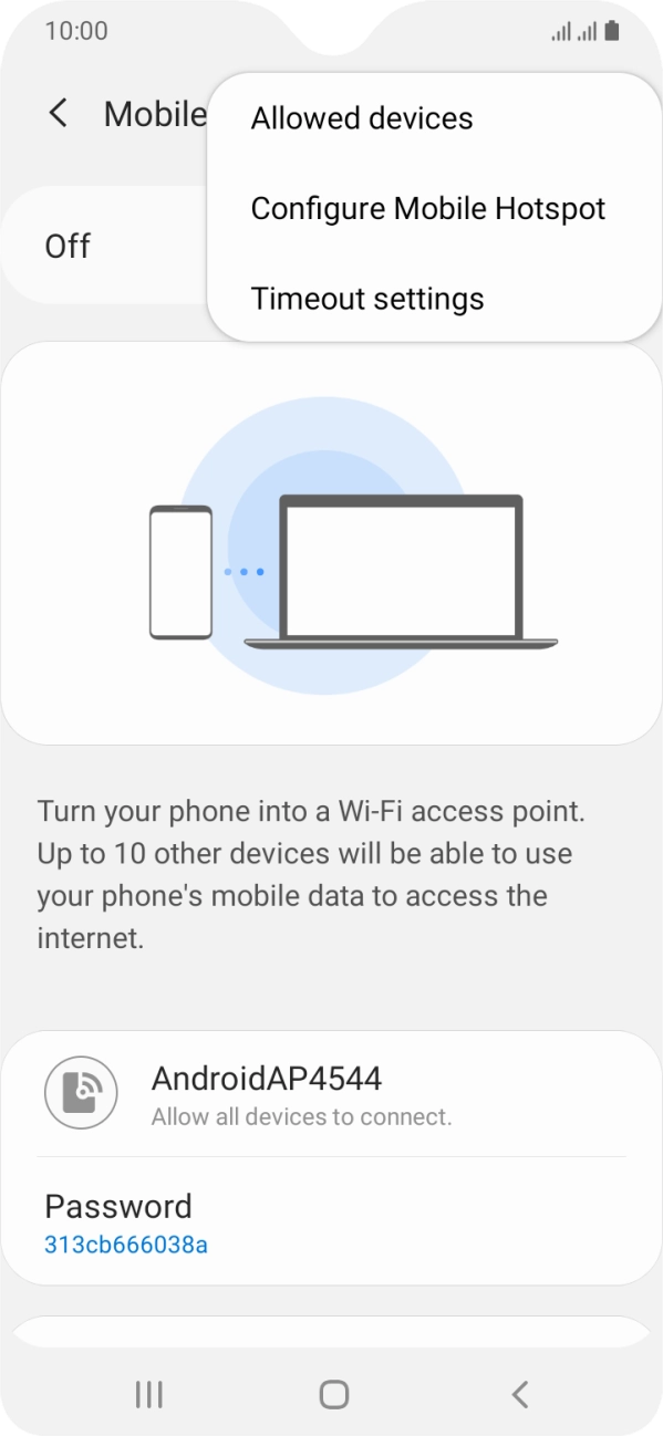 Press Configure Mobile Hotspot. Press Configure Mobile Hotspot.