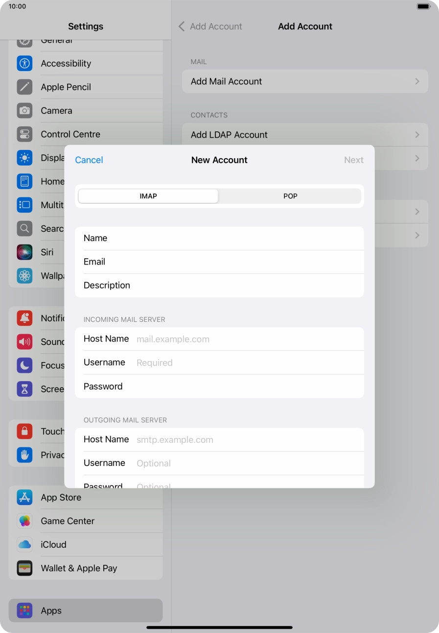 Press IMAP.