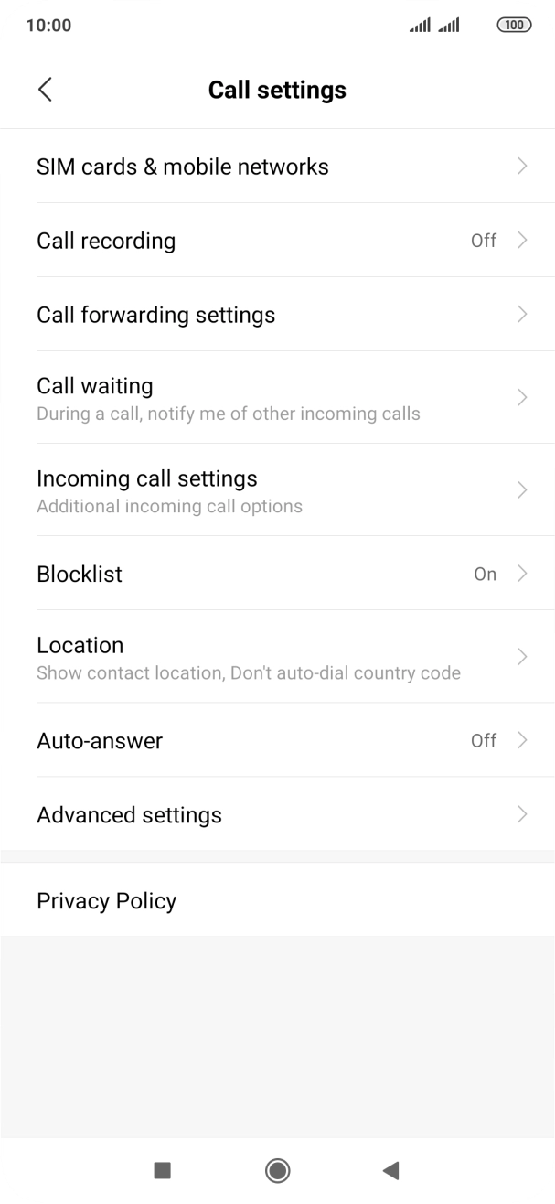 Press Call forwarding settings.