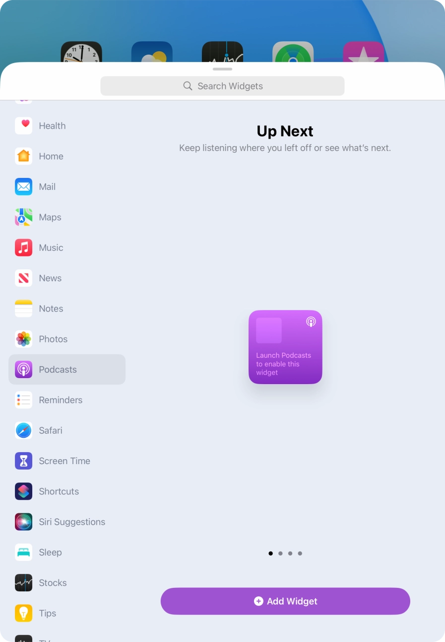 Press Add Widget. Press Add Widget.