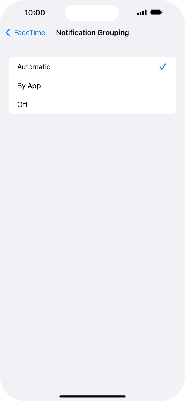 Press the required setting.
