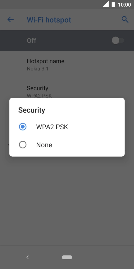 Press WPA2 PSK to password protect your WiFi hotspot. Press WPA2 PSK to password protect your WiFi hotspot.