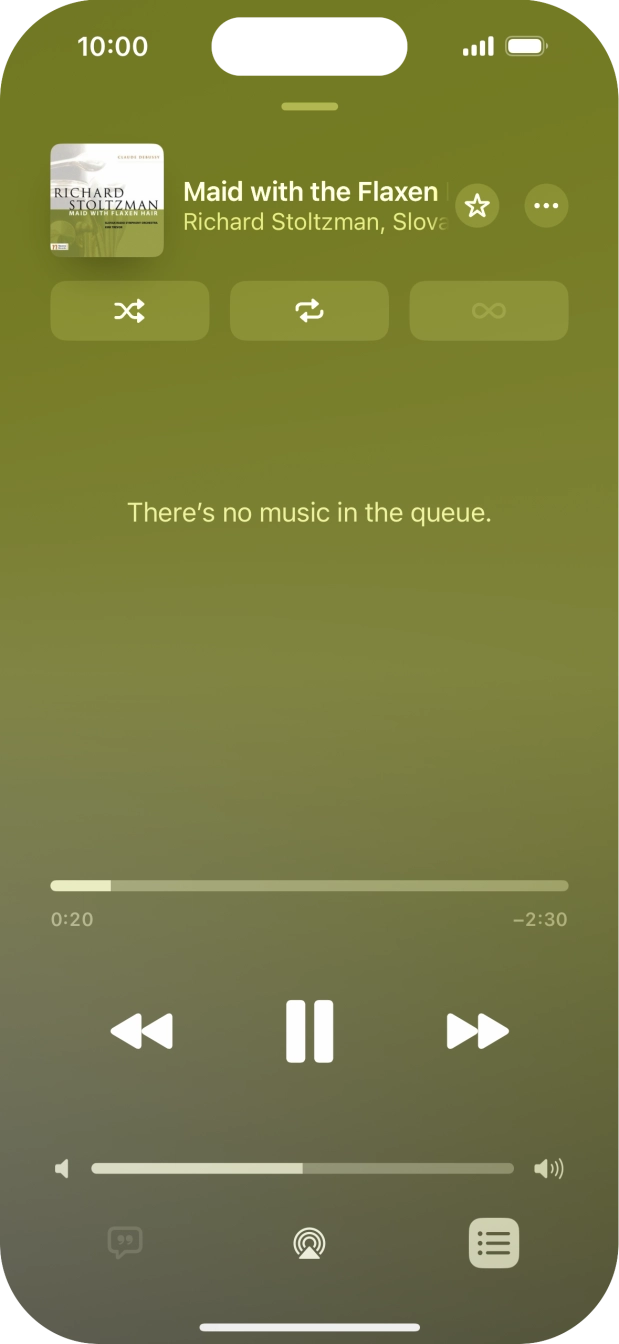 Press the shuffle icon to turn the function on or off. Press the shuffle icon to turn the function on or off.
