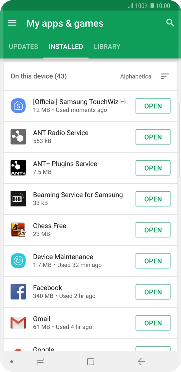 Press the required app.