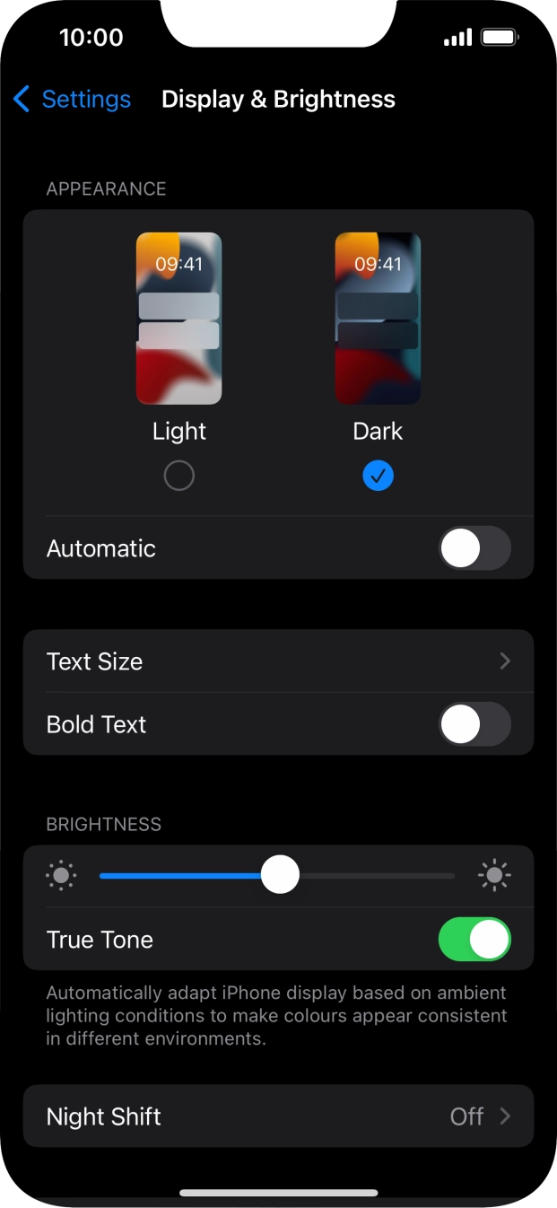 Press the indicator next to 'Automatic' to turn the function on or off. Press the indicator next to 'Automatic' to turn the function on or off.
