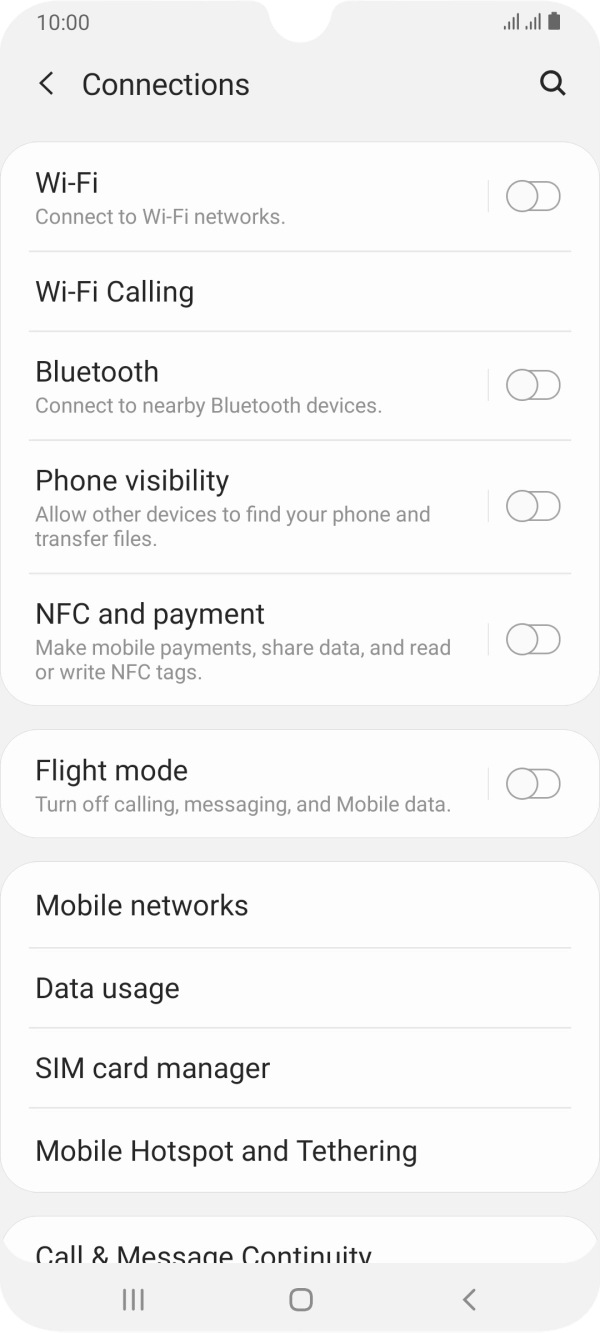 Press Data usage.