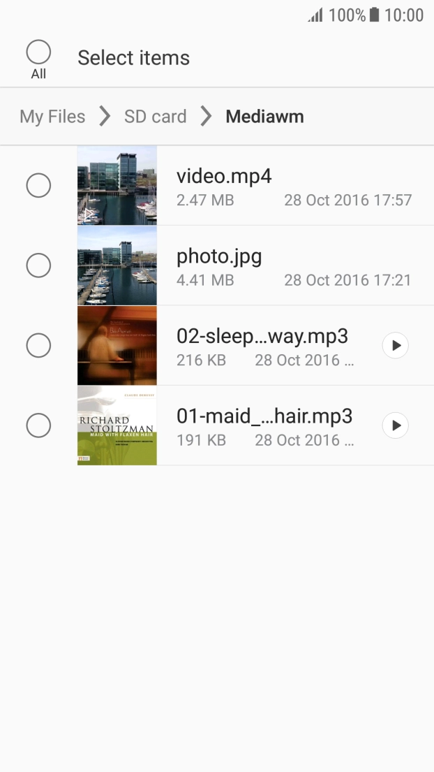 Press the required file.