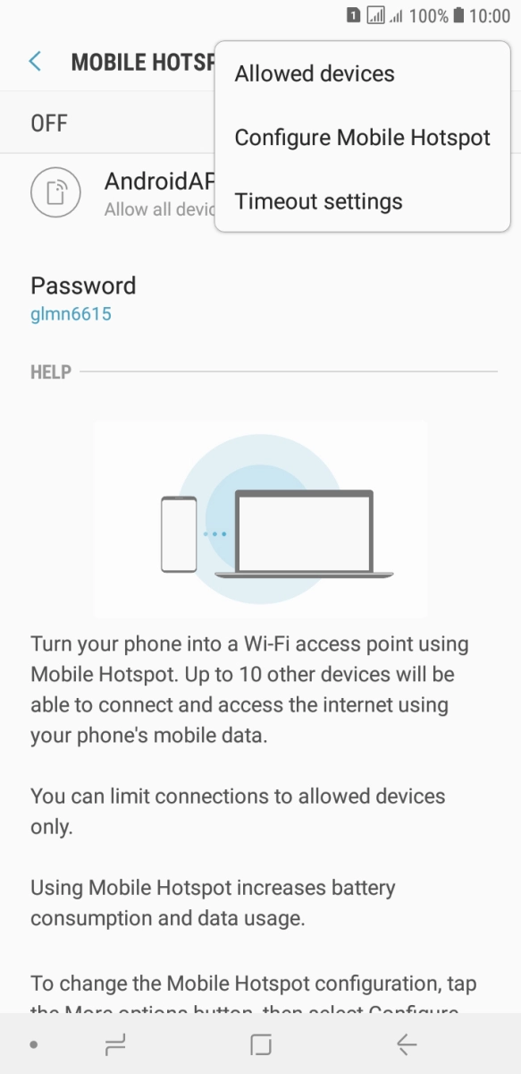 Press Configure Mobile Hotspot. Press Configure Mobile Hotspot.