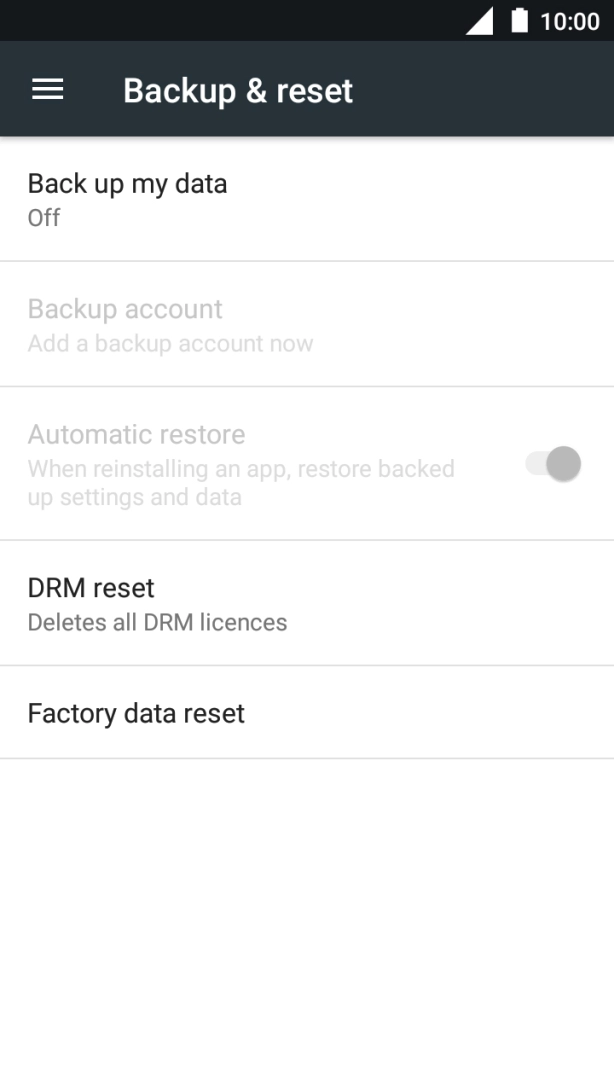 Press Factory data reset.