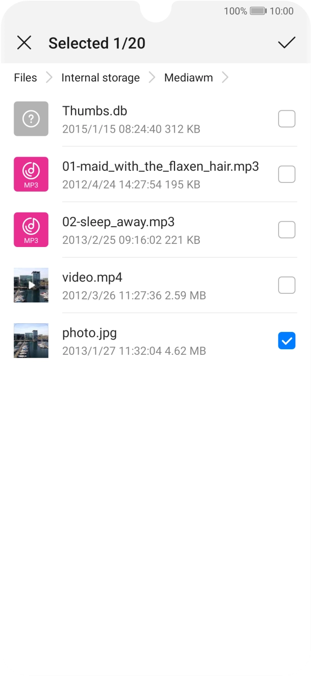 Press the confirm icon.