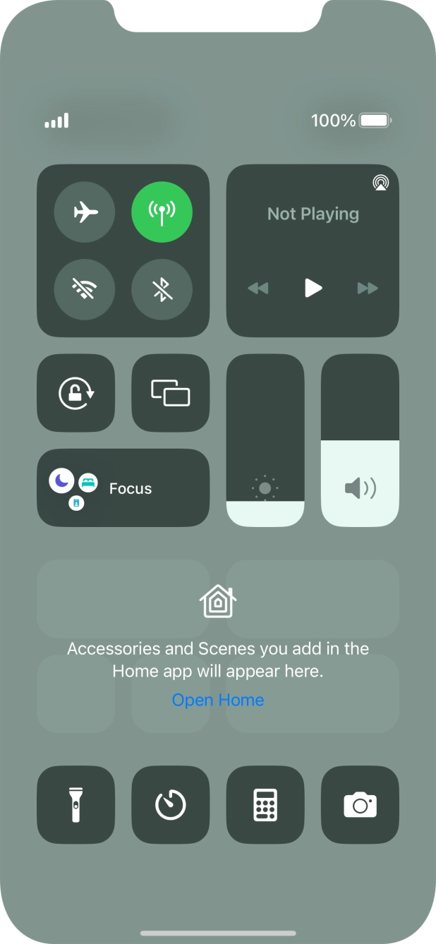 Press the flight mode icon to turn the function on or off. Press the flight mode icon to turn the function on or off.
