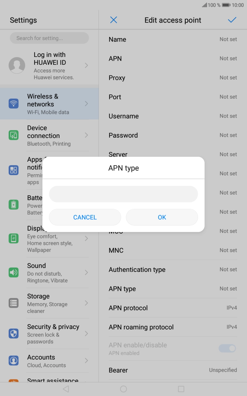 Key in default and press OK.