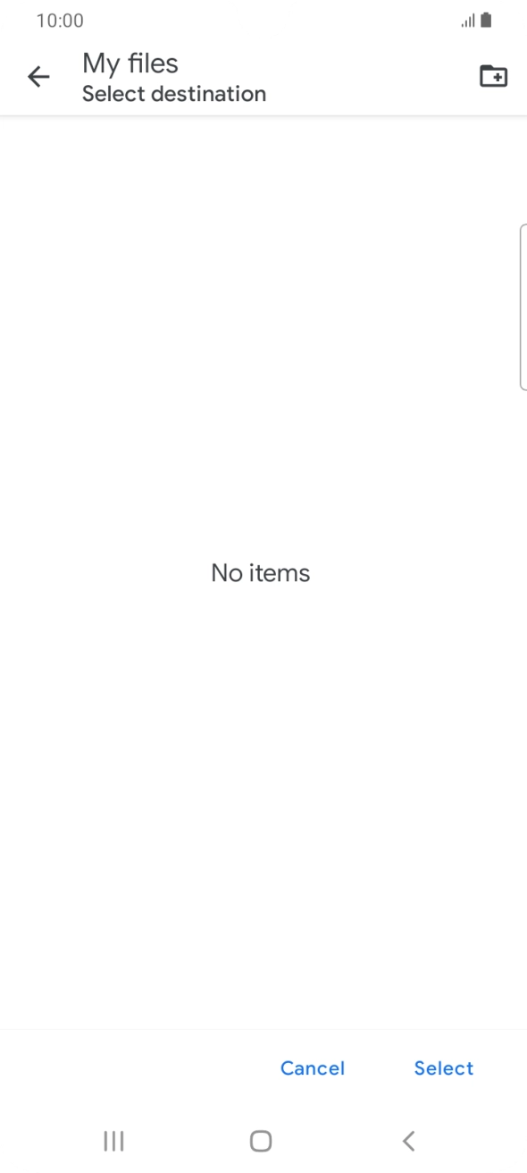 To create a new folder, press the new folder icon and follow the instructions on the screen to create a new folder.