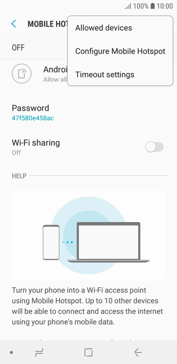 Press Configure Mobile Hotspot. Press Configure Mobile Hotspot.